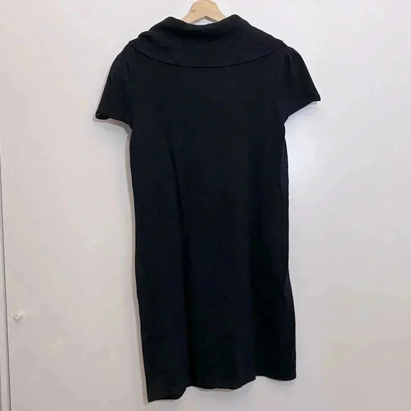 Denver Hayes Women black cowl neck knit  tunic whimsy goth short sleeve dress M - Picture 9 of 9